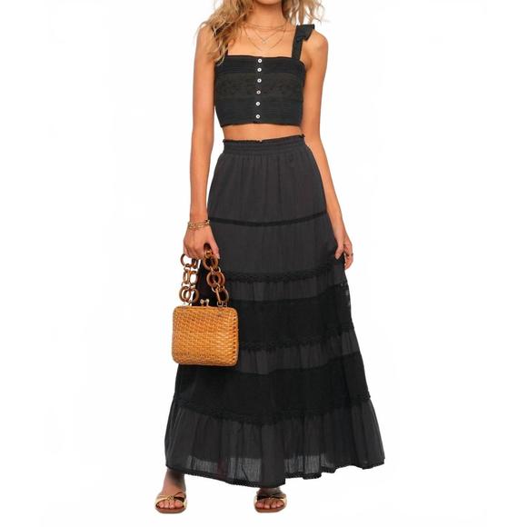 NEW HEARTLOOM cece maxi skirt set in black